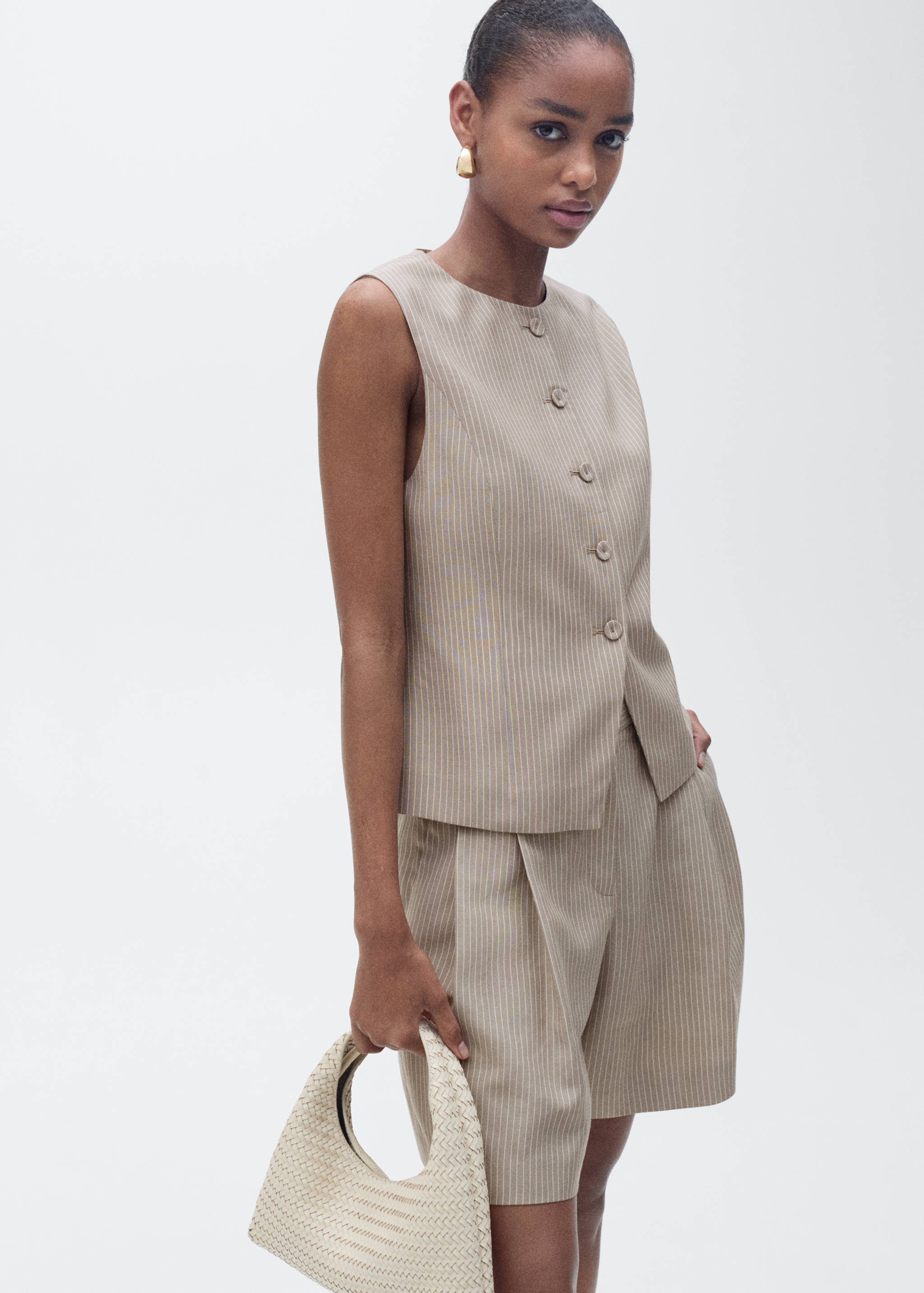 Striped lyocell suit vest - Medium plane