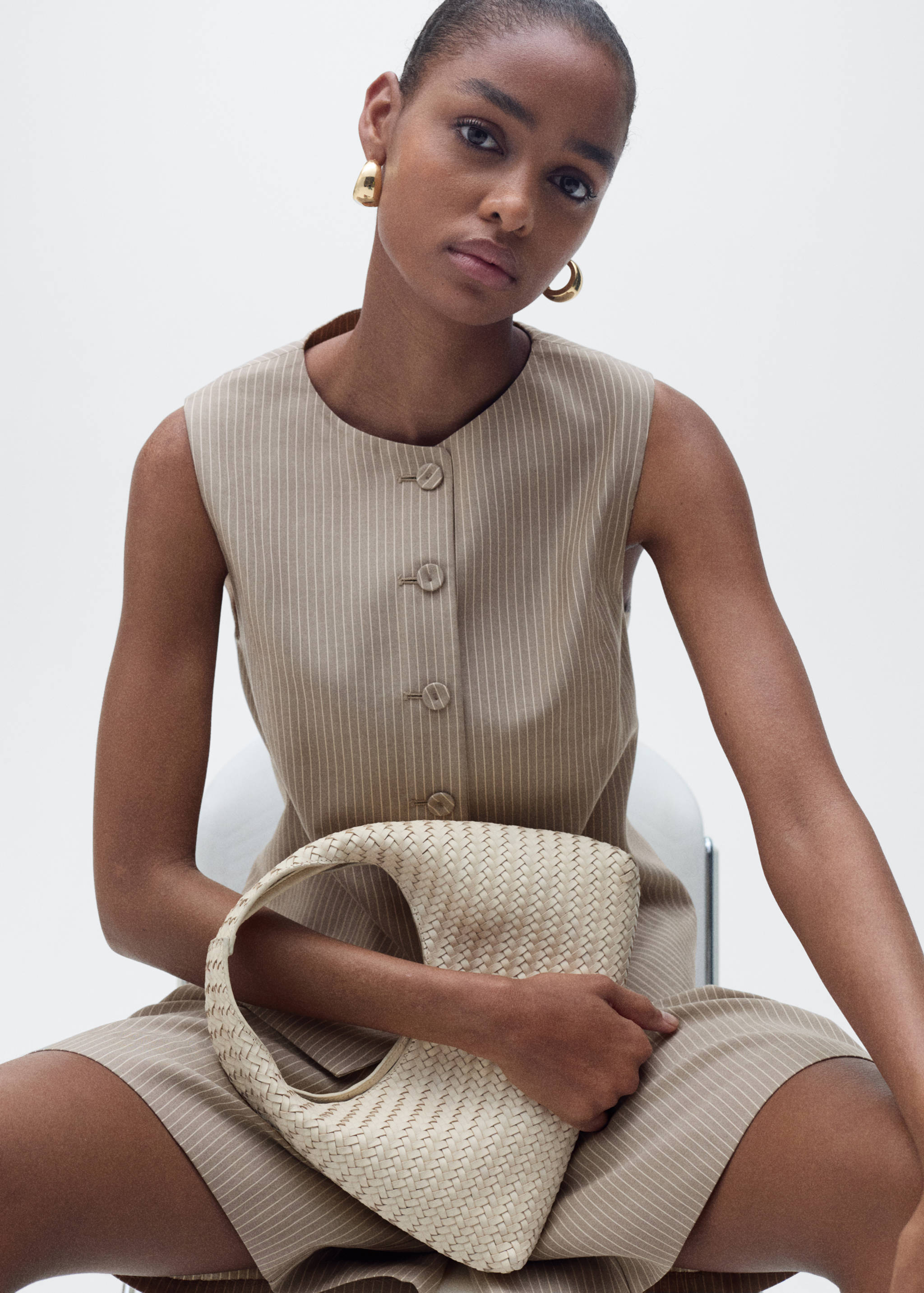 Striped lyocell suit vest - Details of the article 2