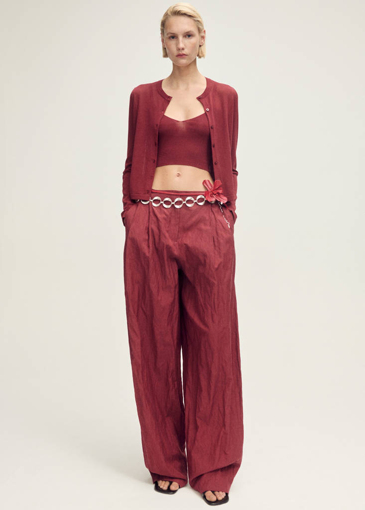 Fine-knit crop top — Burgundy