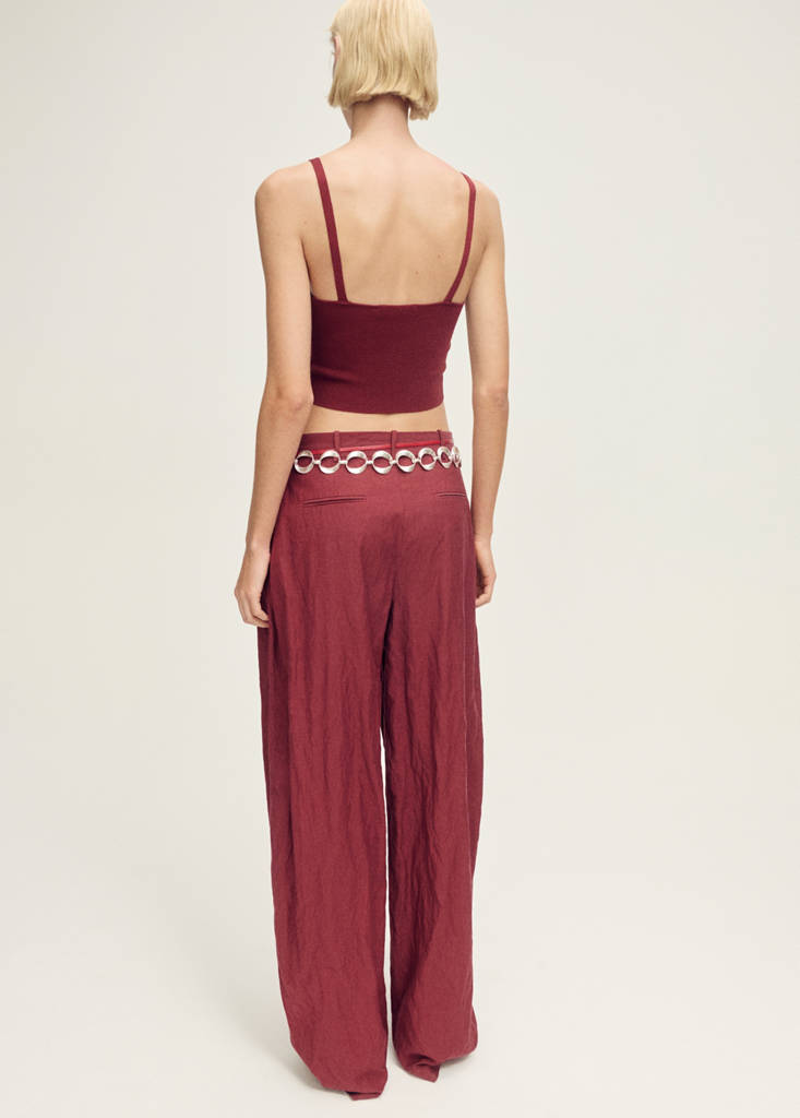Fine-knit crop top — Burgundy