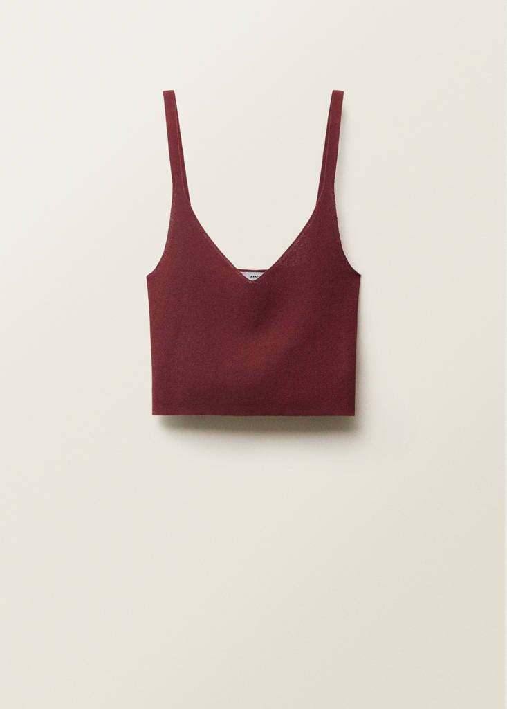 Fine-knit crop top — Burgundy