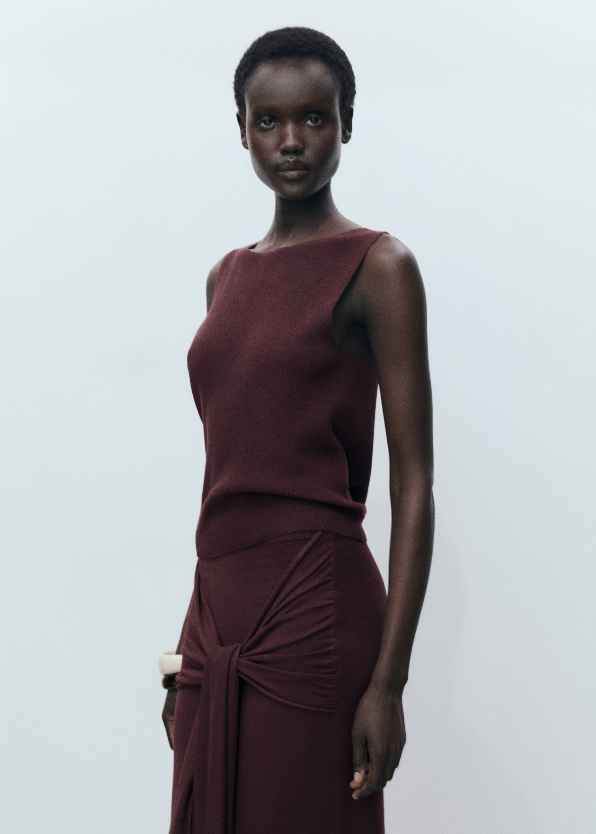 Top punto fino canalé - Plano medio