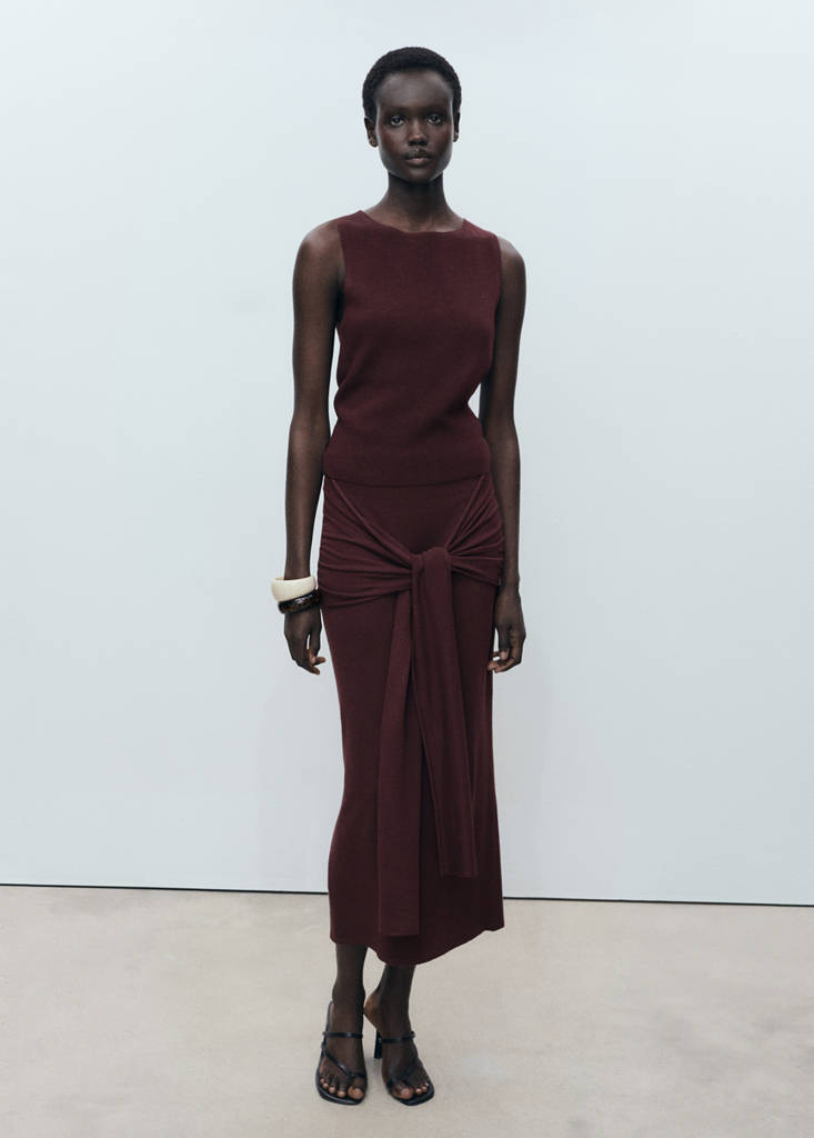 Fine ribbed knit top — Chocolate