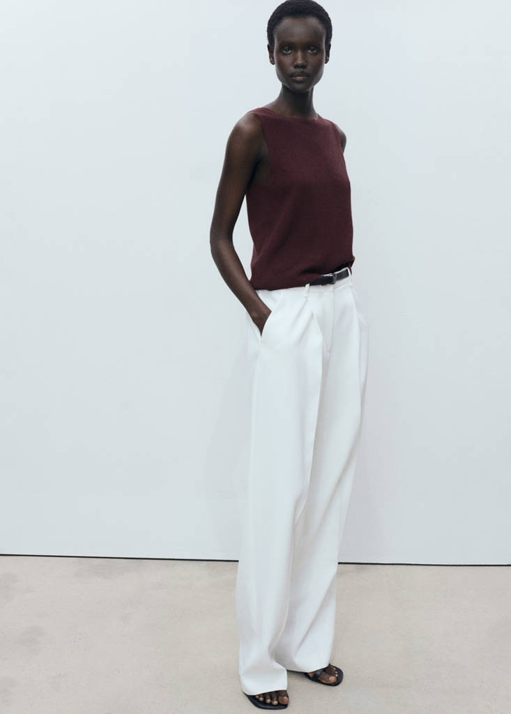 Fine ribbed knit top — Chocolate