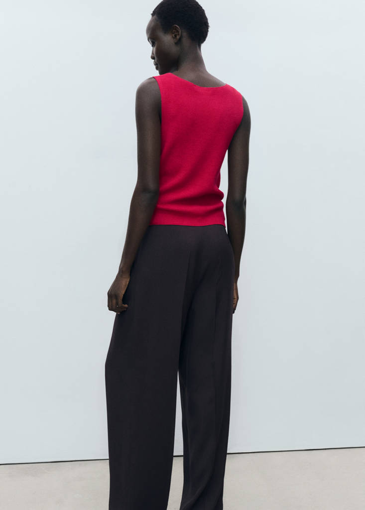 Fine ribbed knit top — Fuchsia