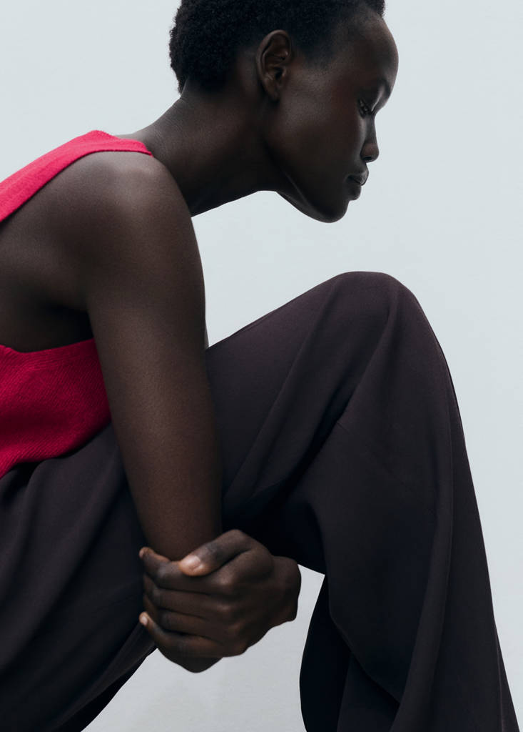 Fine ribbed knit top — Fuchsia