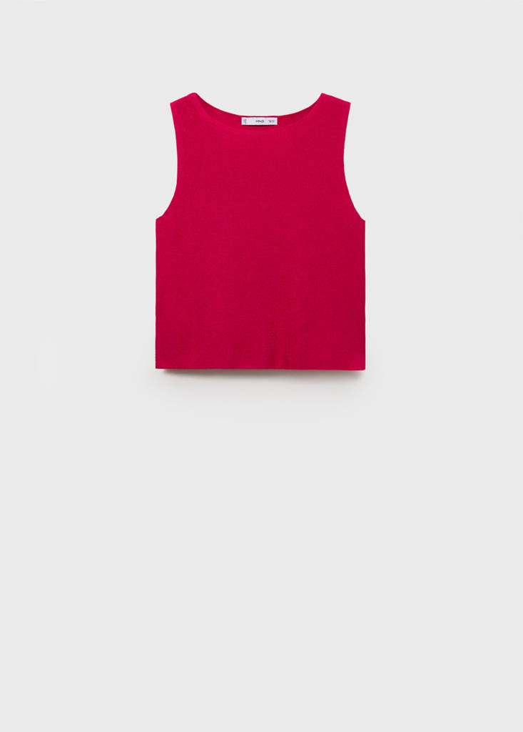 Fine ribbed knit top — Fuchsia