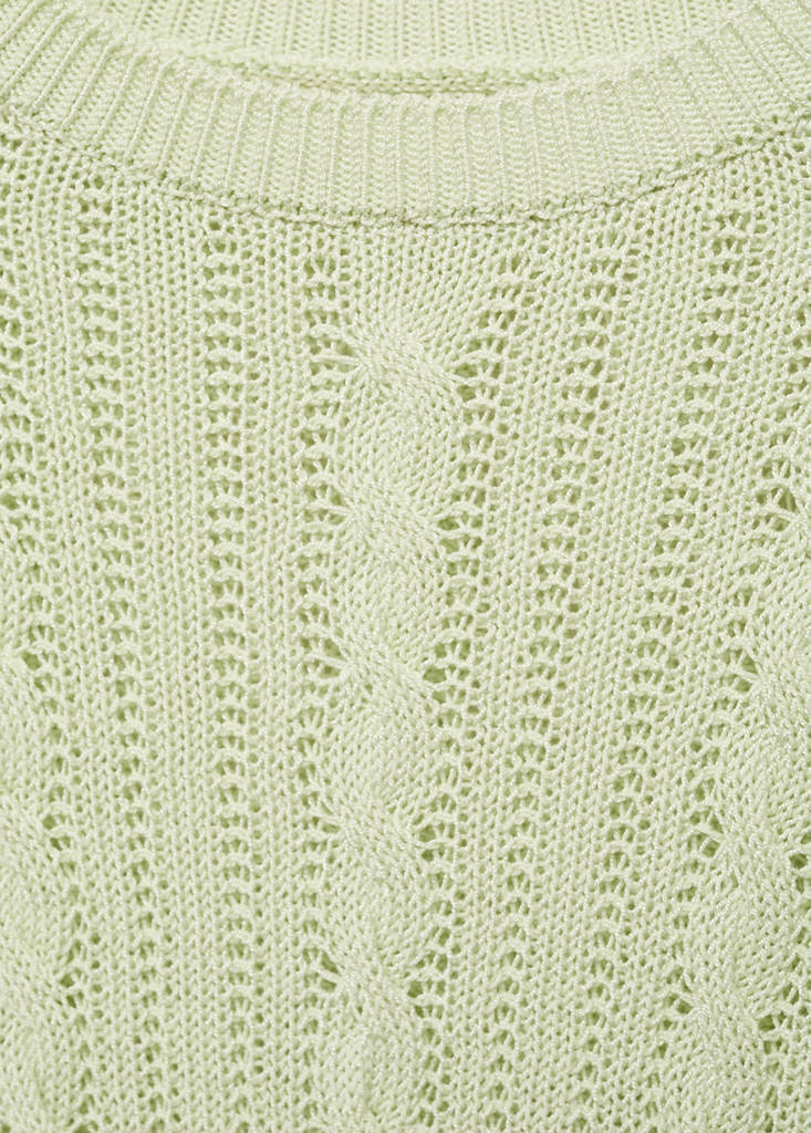 Short-sleeved cable-knit sweater — Pastel Green
