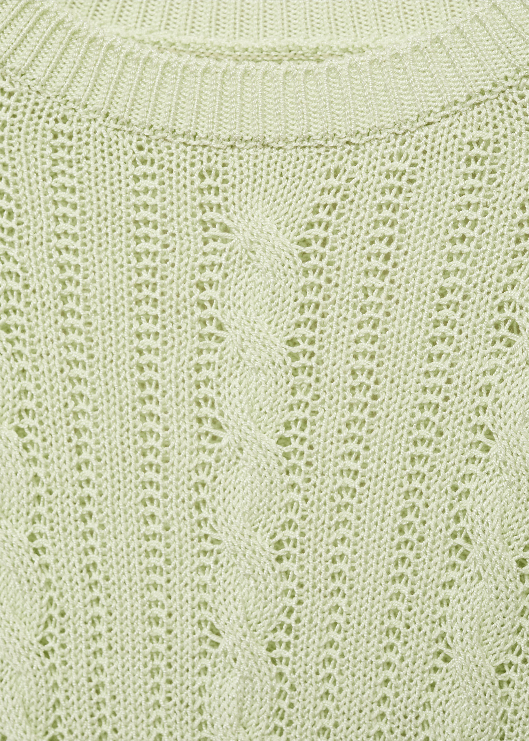 Pull maille tressée manches courtes - Détail de l'article 8, Vert pastel. Ref: 87027193-00.