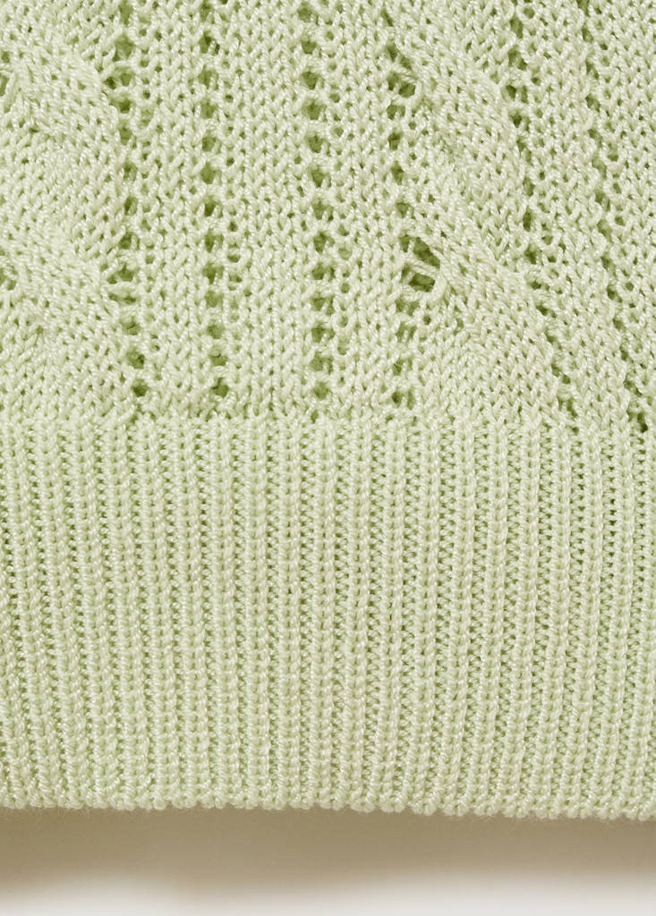 Short-sleeved cable-knit sweater — Pastel Green