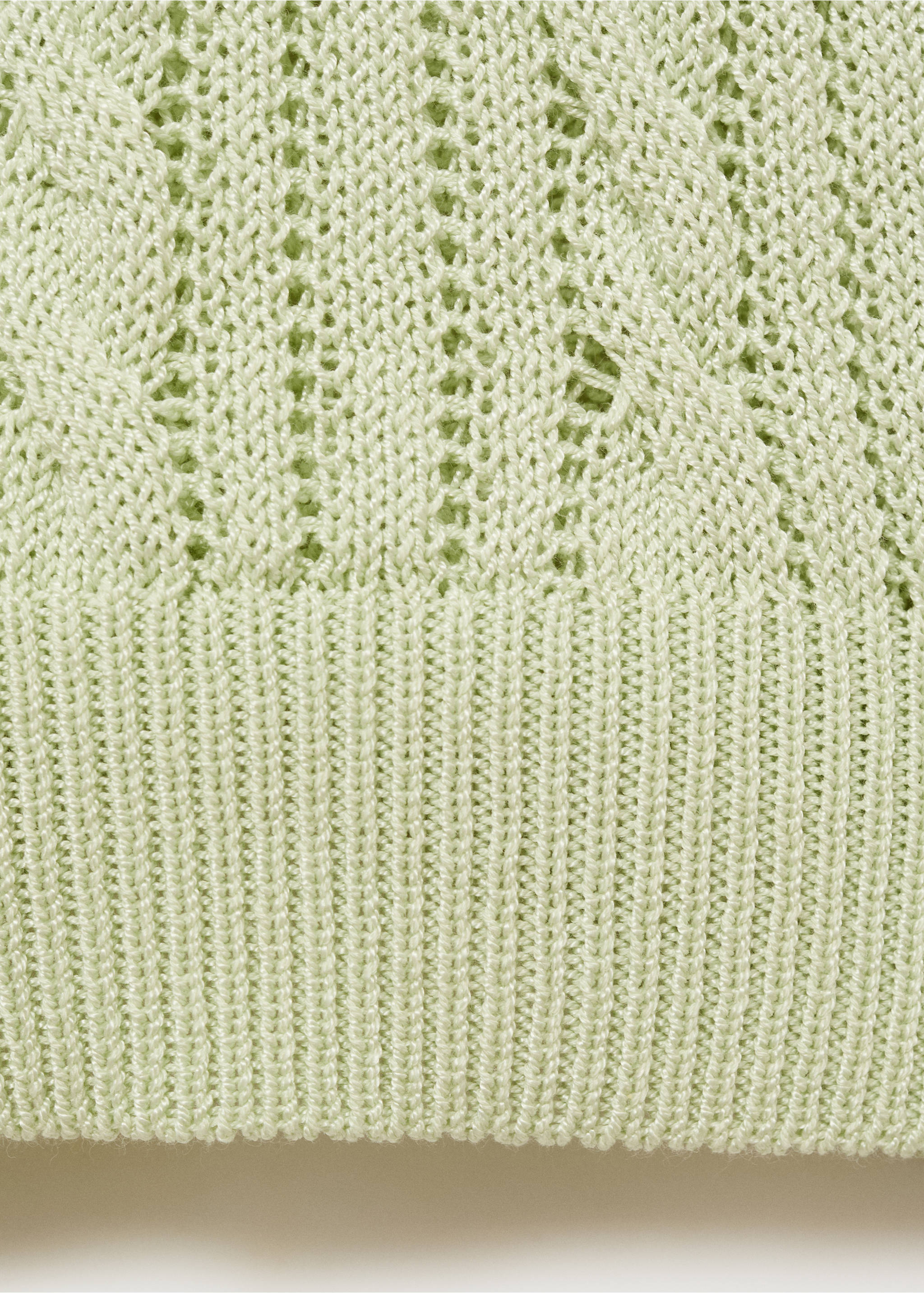 Pull maille tressée manches courtes - Détail de l'article 0, Vert pastel. Ref: 87027193-00.