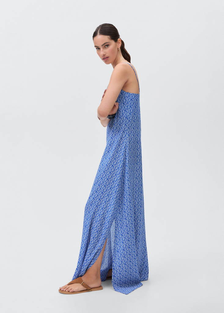 Long floral-print dress — Vibrant blue