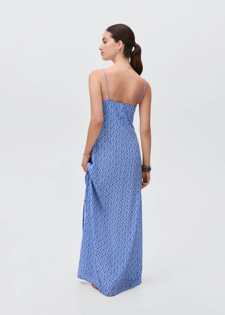 Long floral-print dress — Vibrant blue