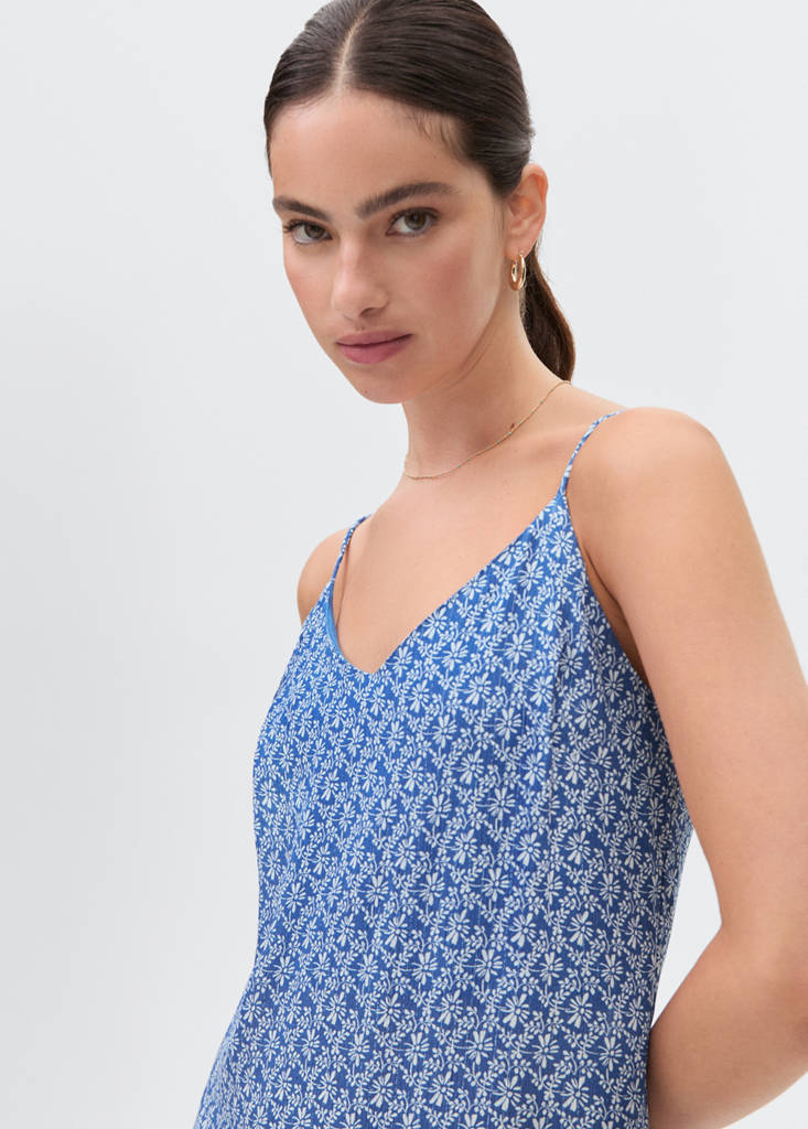 Long floral-print dress — Vibrant blue