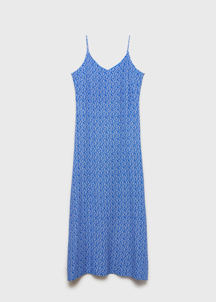 Long floral-print dress — Vibrant blue