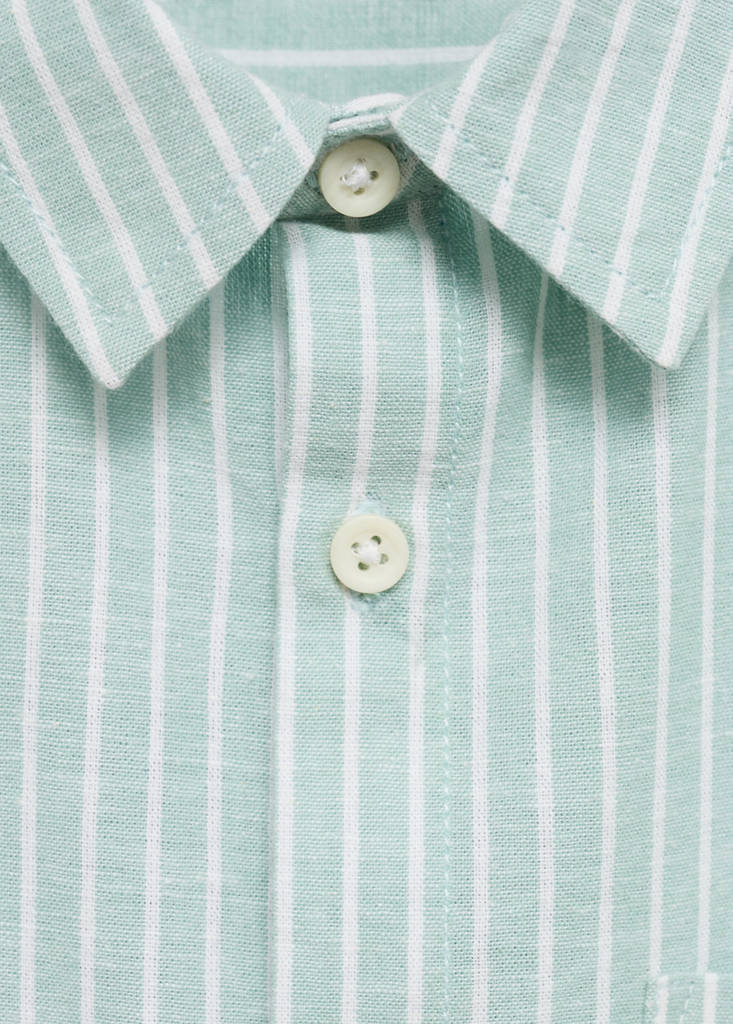 Striped linen-blend shirt — Green