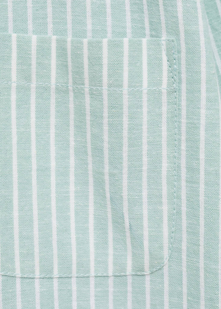 Striped linen-blend shirt — Green