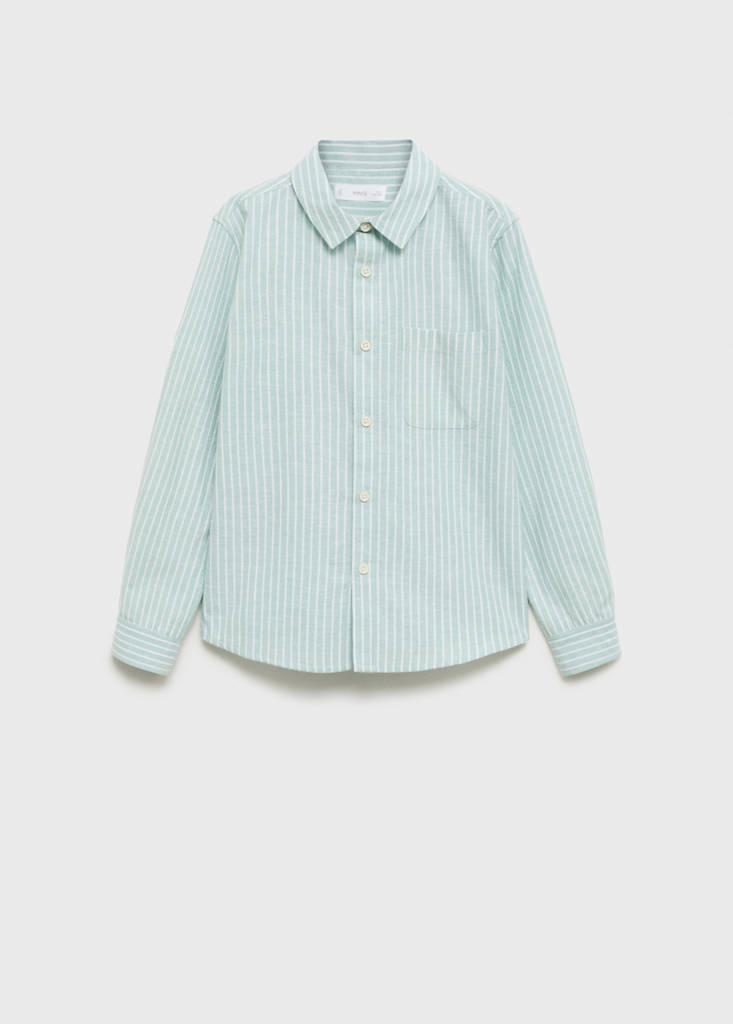 Striped linen-blend shirt — Green