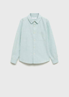 Striped linen-blend shirt — Green 2