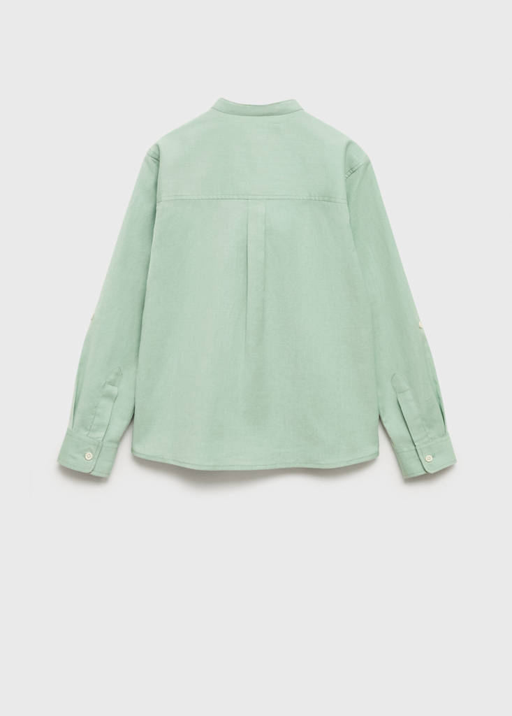 Mao collar cotton shirt — Green