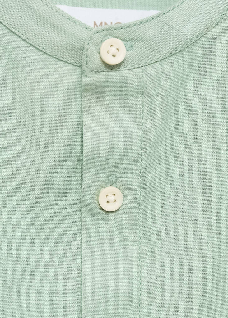 Mao collar cotton shirt — Green