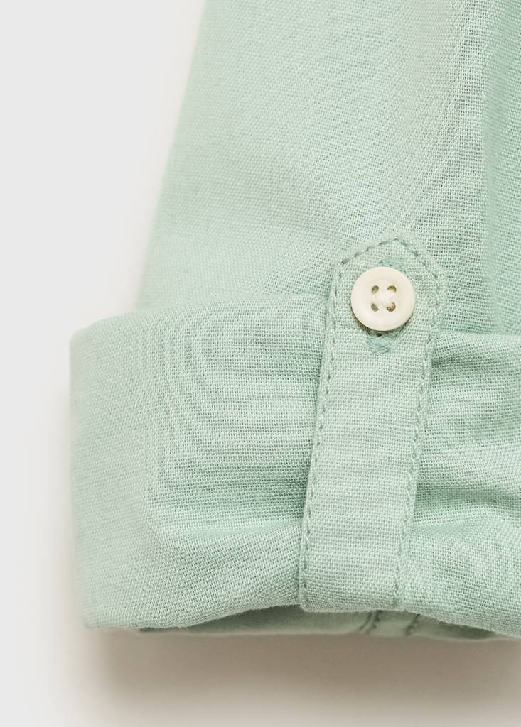 Mao collar cotton shirt — Green