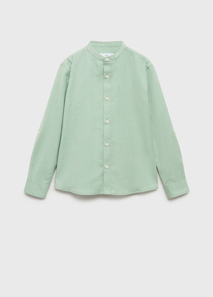 Mao collar cotton shirt — Green