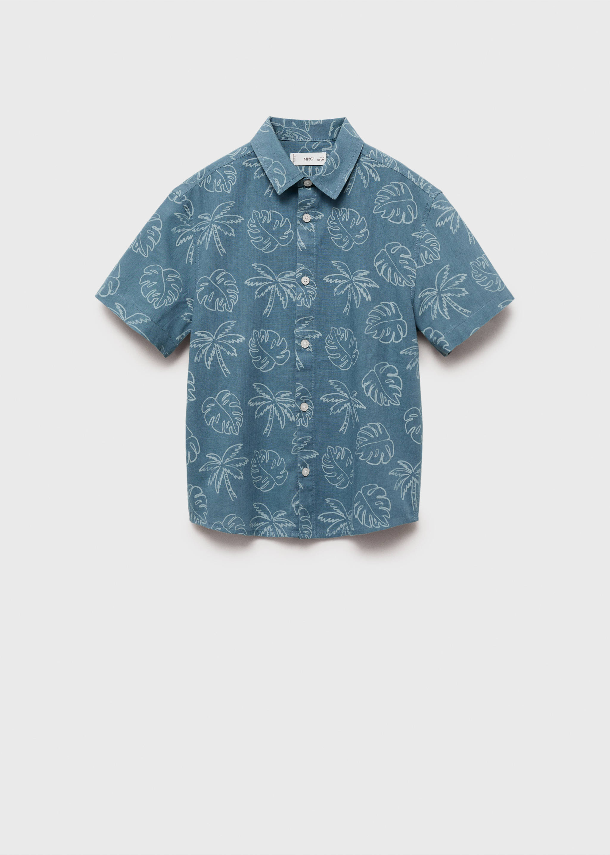 Tropical print shirt - Article without model, Blue. Ref: 87027688-00.