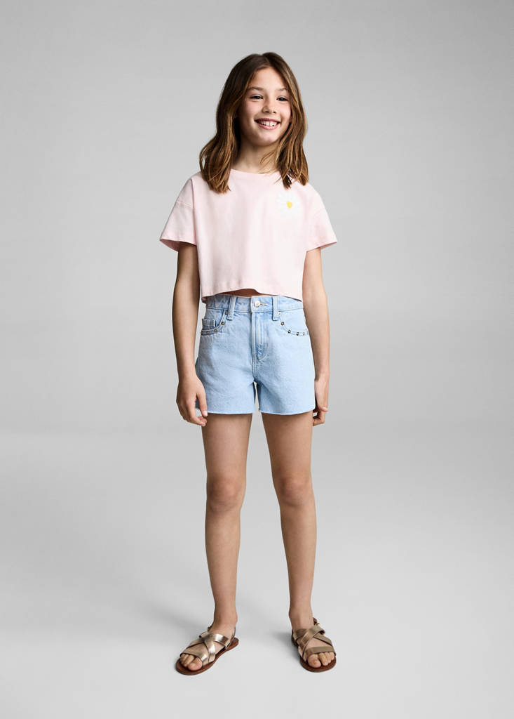 Floral-embroidered t-shirt — Pastel Pink