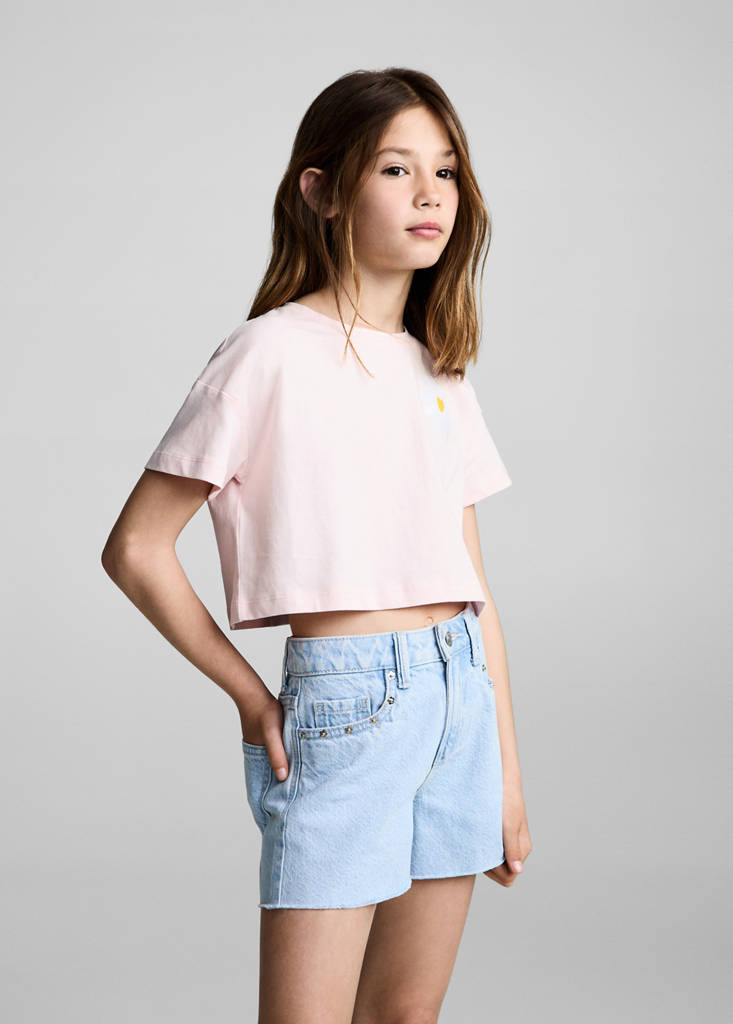 Floral-embroidered t-shirt — Pastel Pink