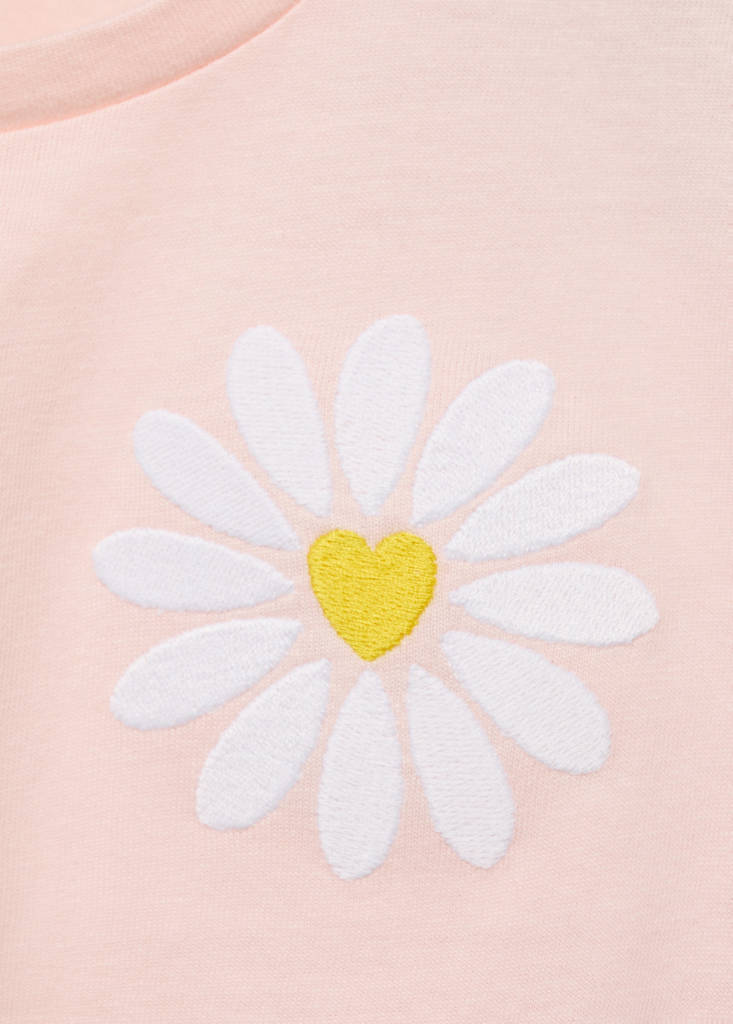 Floral-embroidered t-shirt — Pastel Pink