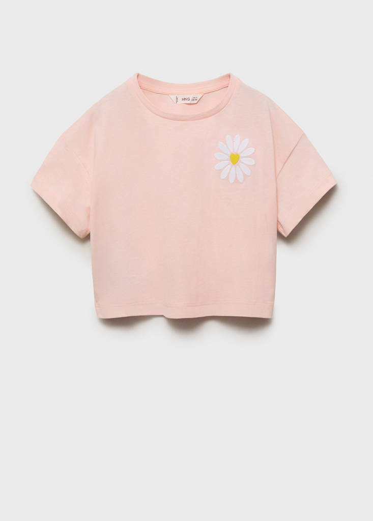 Floral-embroidered t-shirt — Pastel Pink