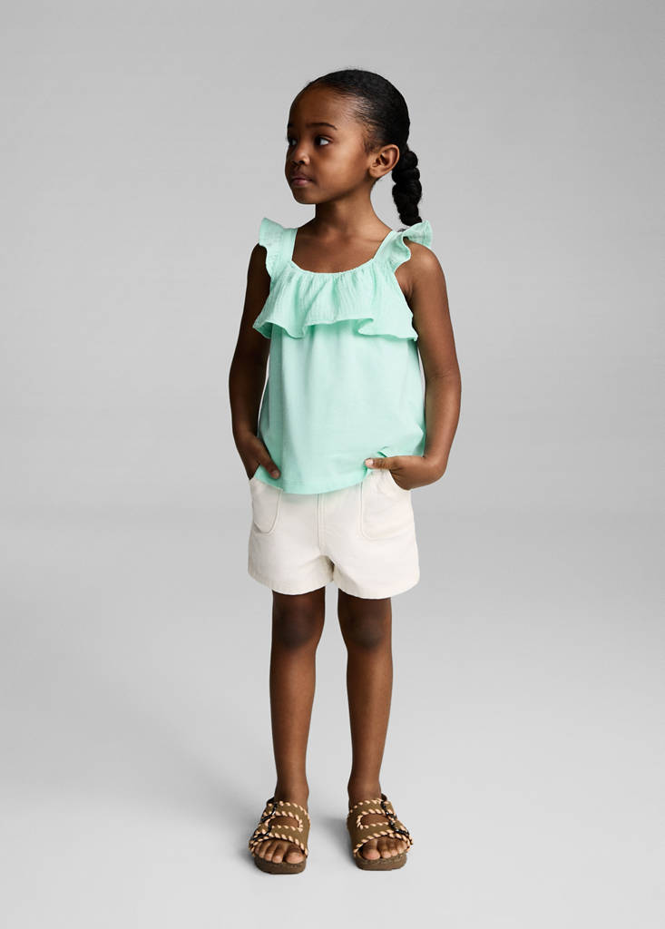 Ruffle textured T-shirt — Mint Green