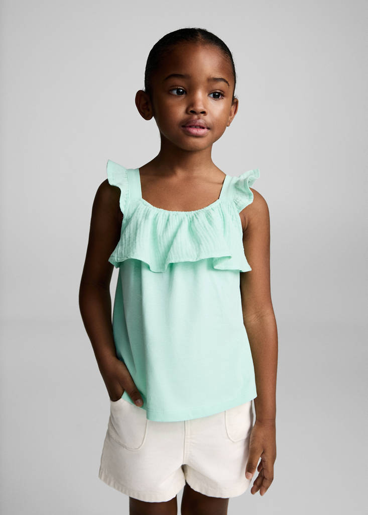 Ruffle textured T-shirt — Mint Green