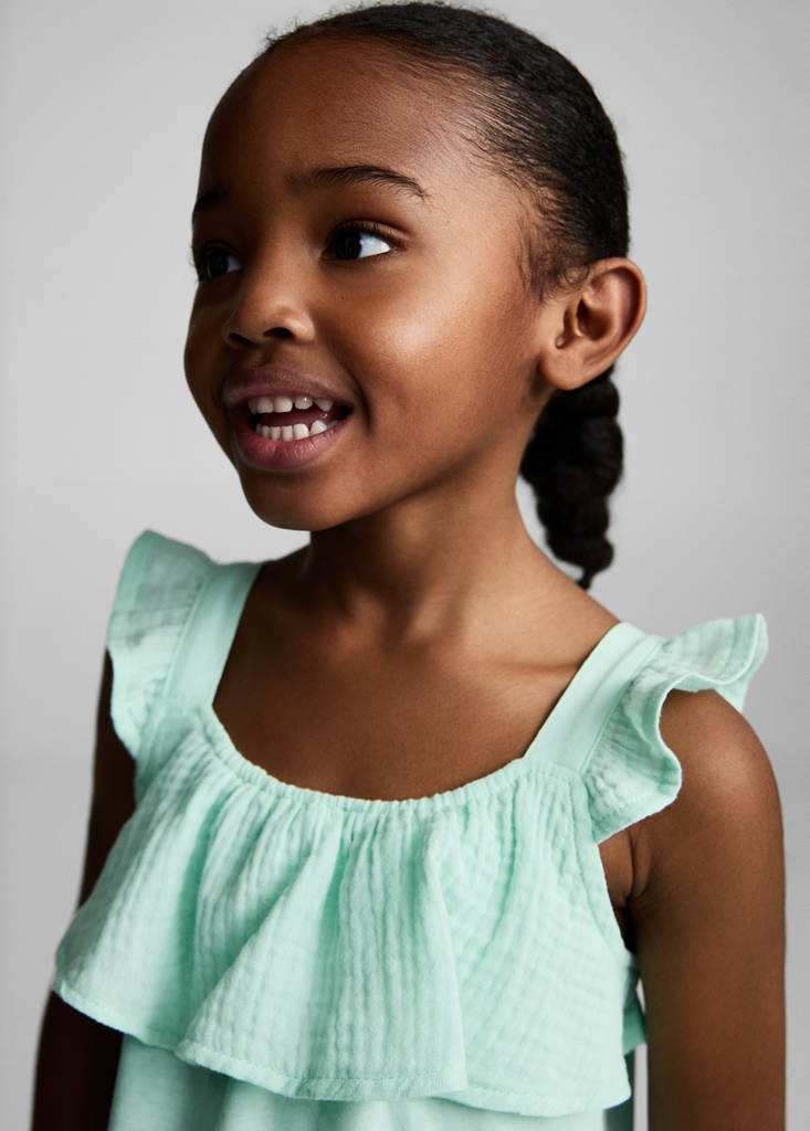 Ruffle textured T-shirt — Mint Green