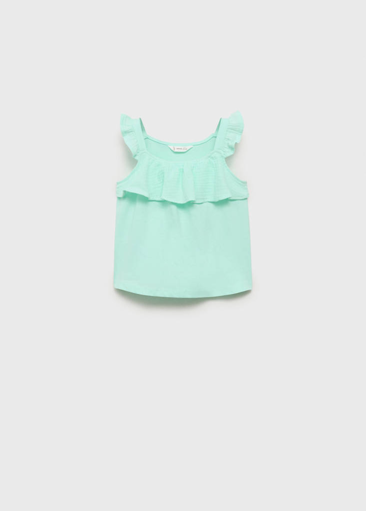 Ruffle textured T-shirt — Mint Green