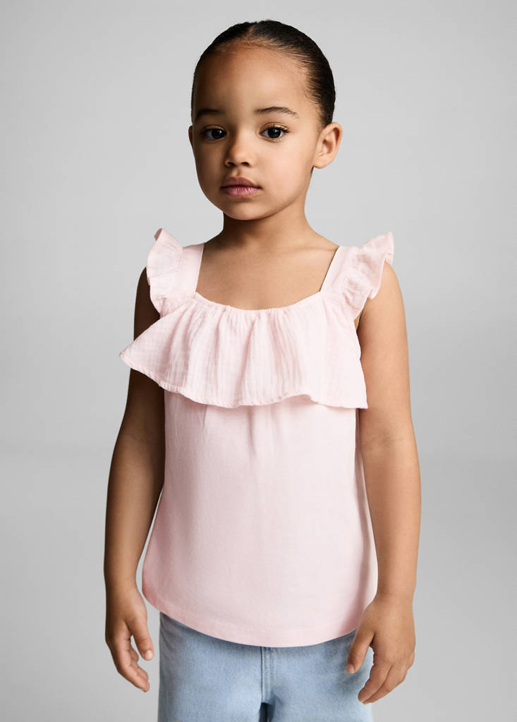 Ruffle textured T-shirt — Pink