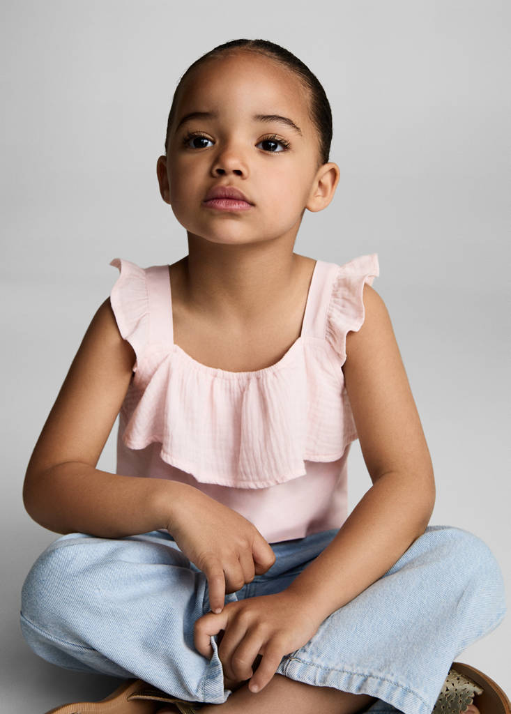 Ruffle textured T-shirt — Pink