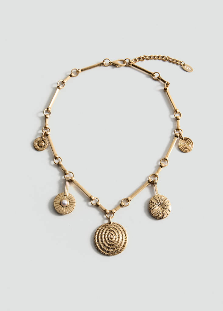 Mixed bead necklace — Gold