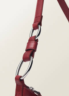 Leather shoulder bag with gathered pockets — Red 11
