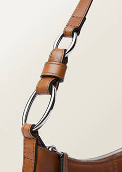 Leather shoulder bag with gathered pockets — Leather 3