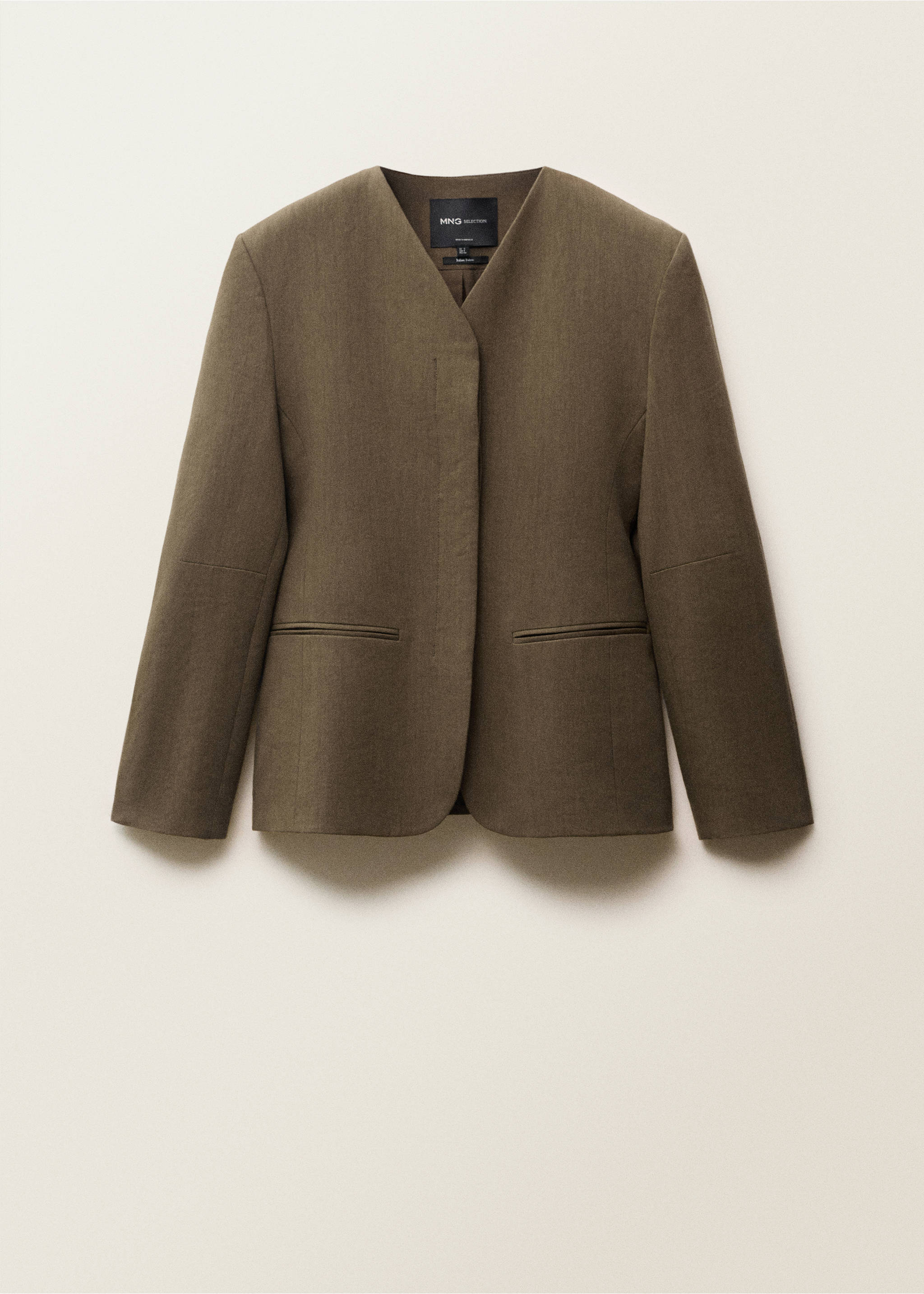Dikişsiz keten blazer ceket - Modelsiz ürün, Haki Renk. Ref: 87027718-00.