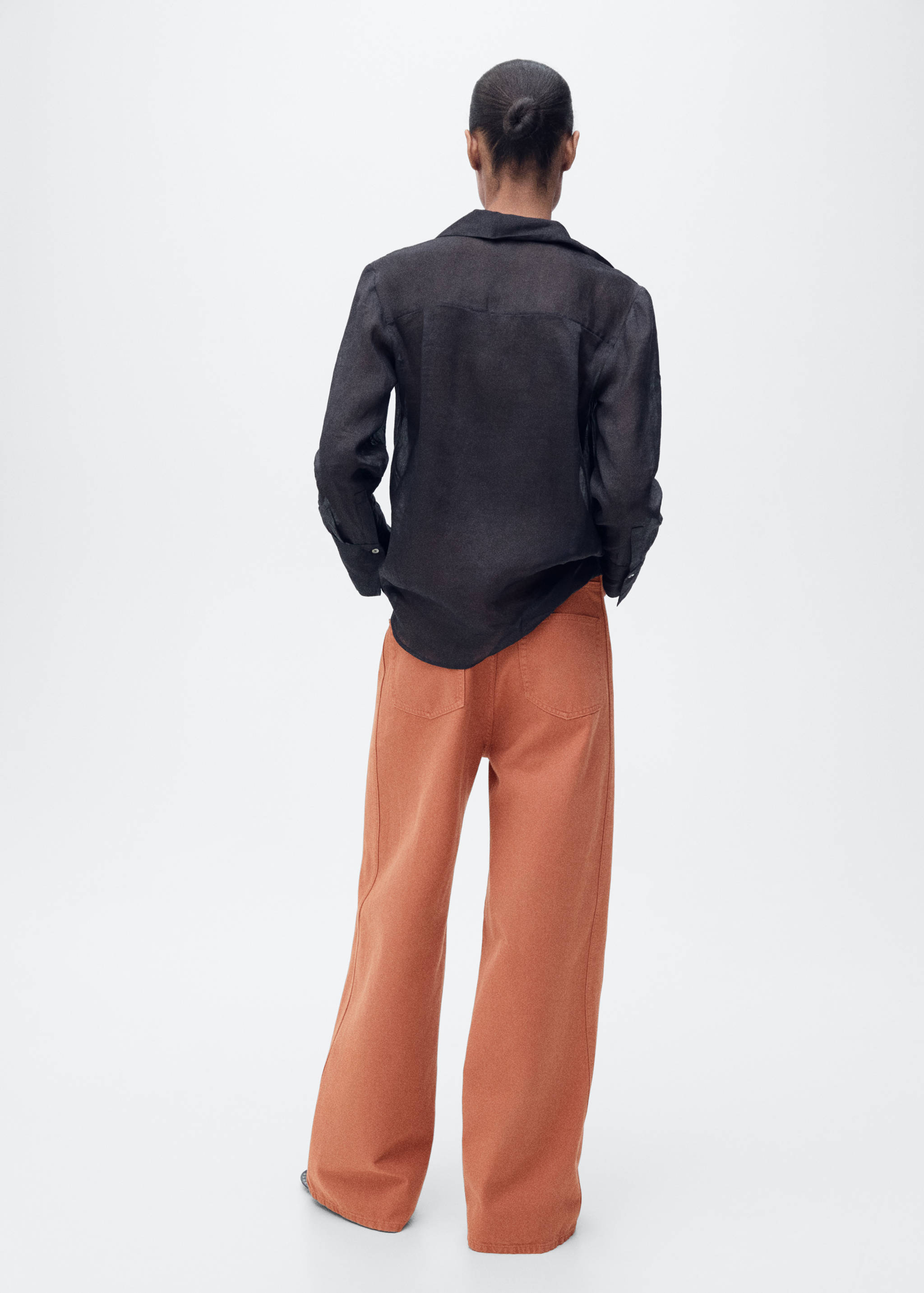 جينز واسع الساق بخصر مرتفع - الجهة الخلفية للمنتج