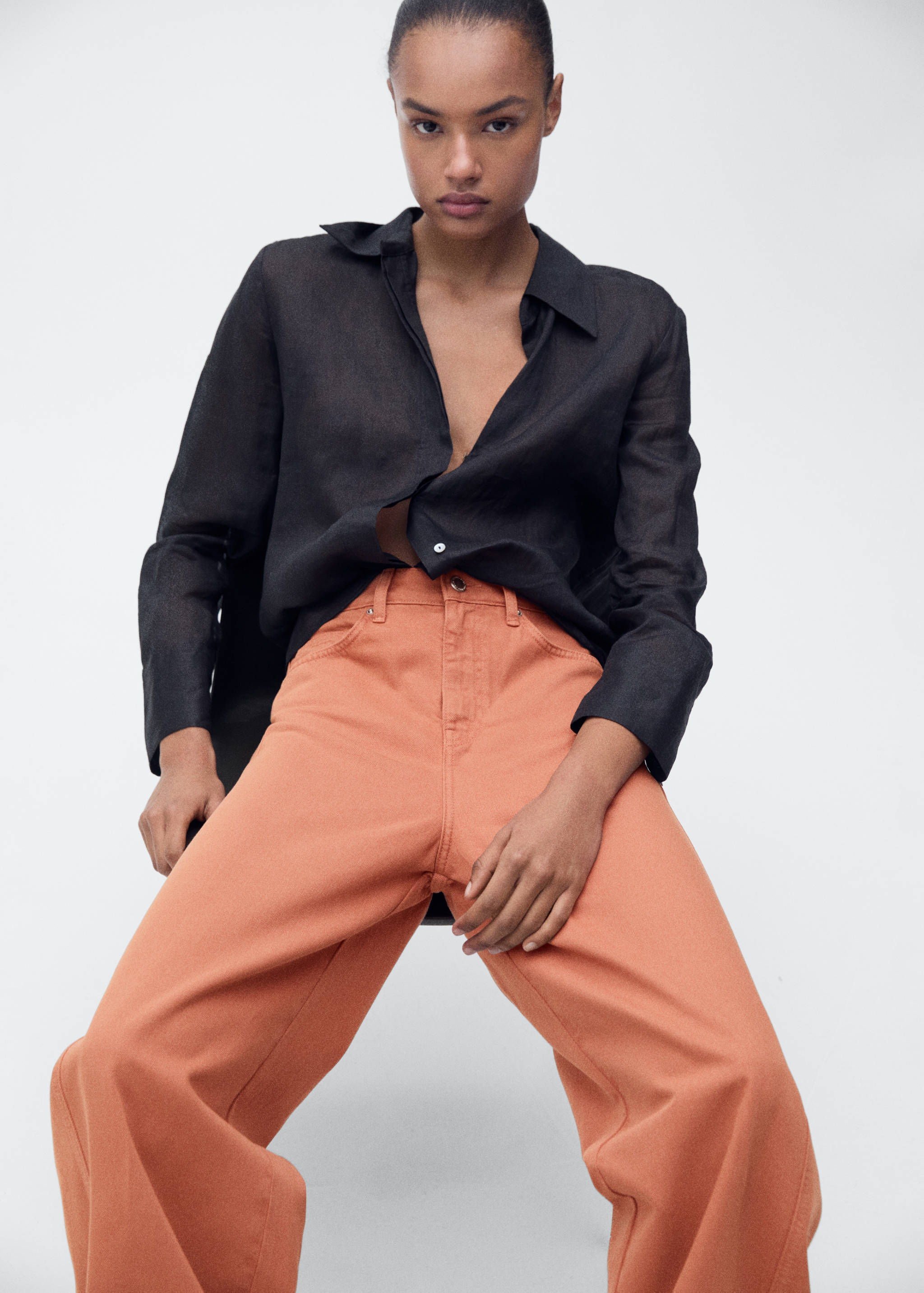 جينز واسع الساق بخصر مرتفع - تفاصيل المنتج 1