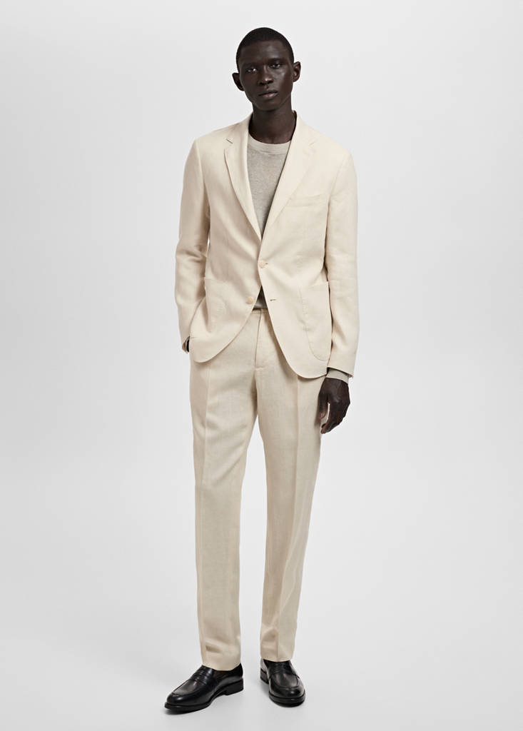 MANGO MAN - Veste de costume Salerno 100 % lin slim fit écru - 54