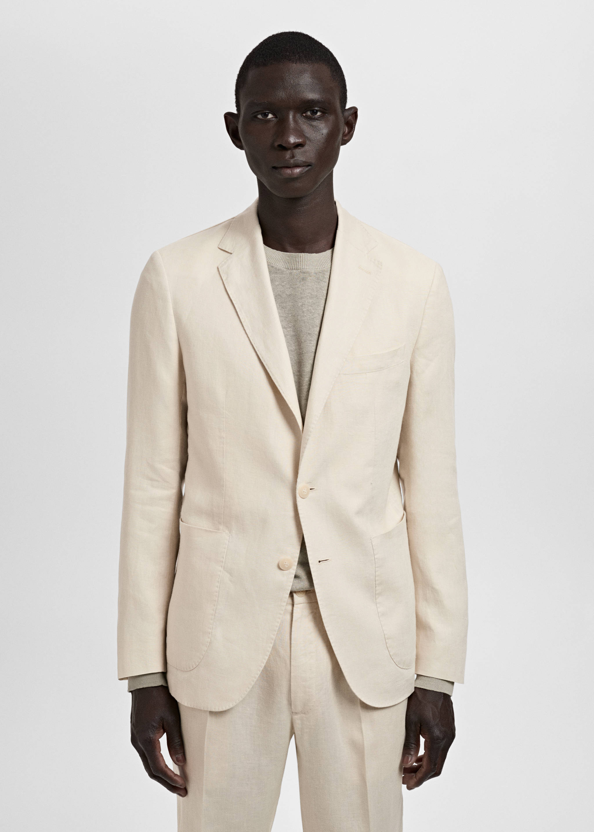 Salerno suit blazer 100% linen slim fit - Medium plane