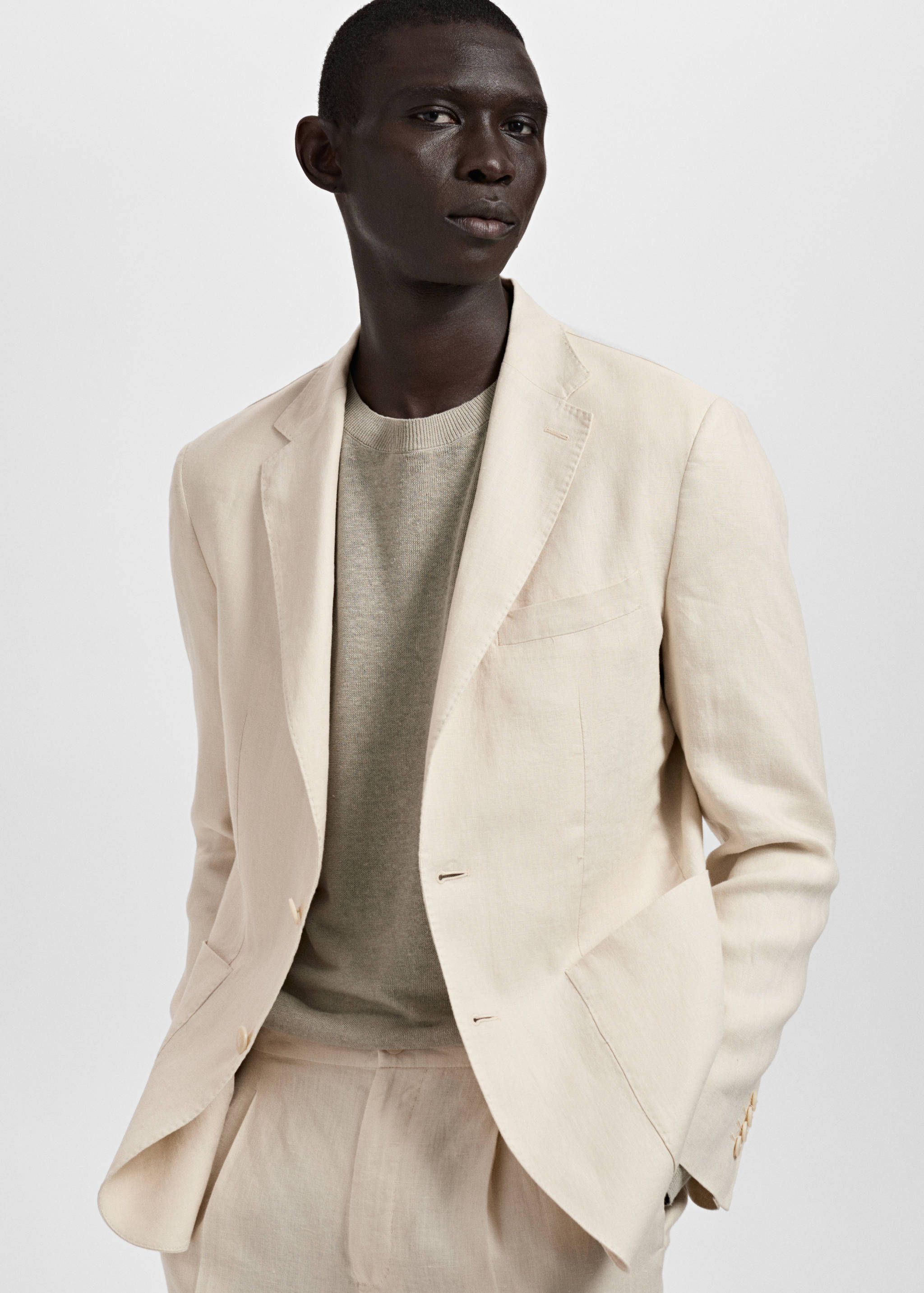 Salerno suit blazer 100% linen slim fit - Details of the article 6