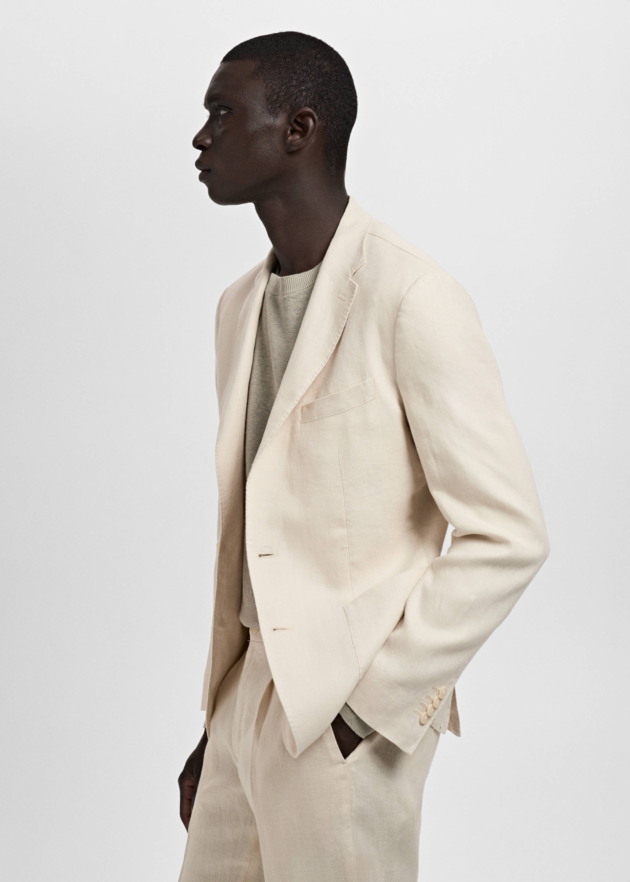 Salerno suit blazer 100% linen slim fit - Details of the article 2