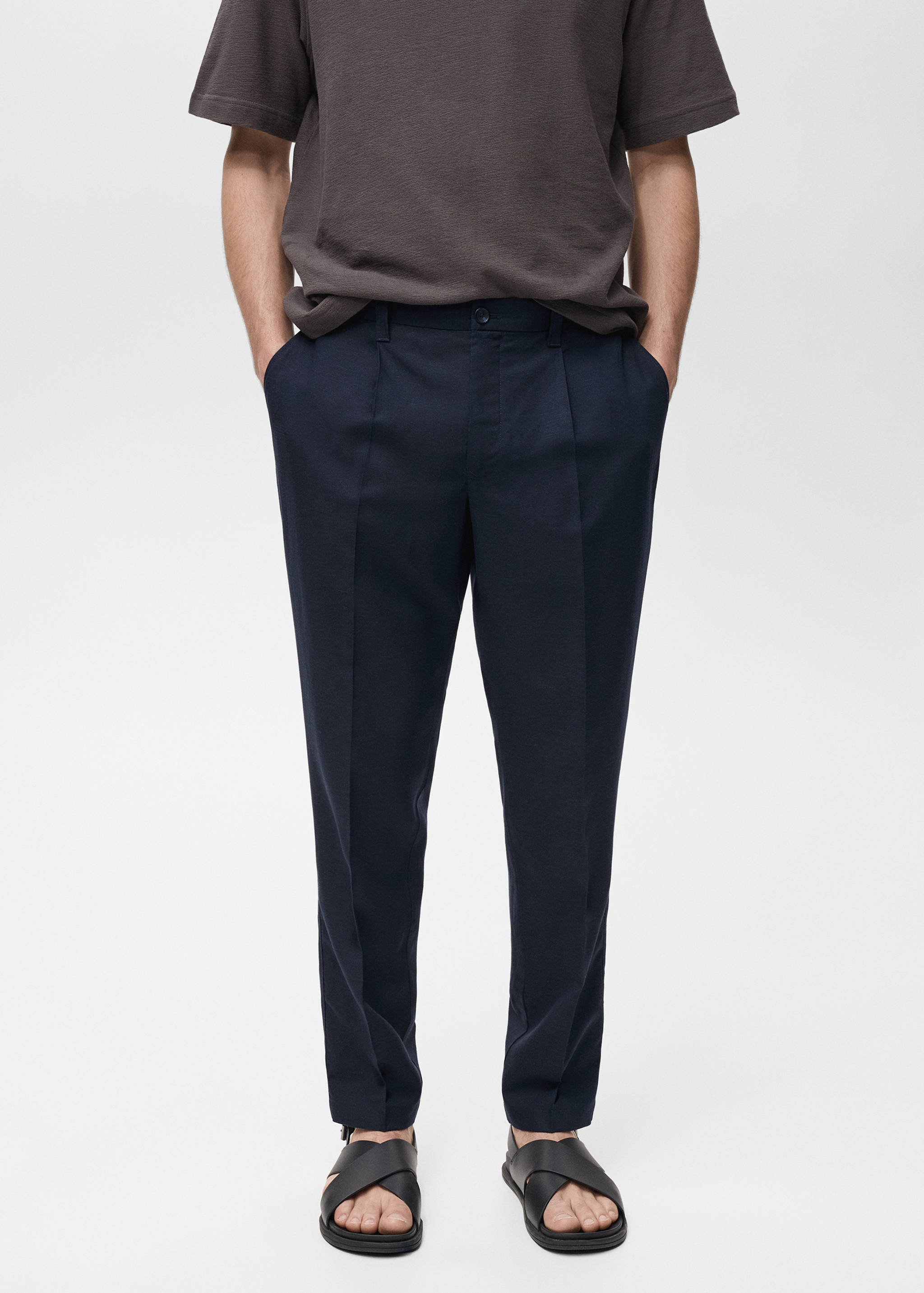 Pantalon lin slim fit - Plan moyen
