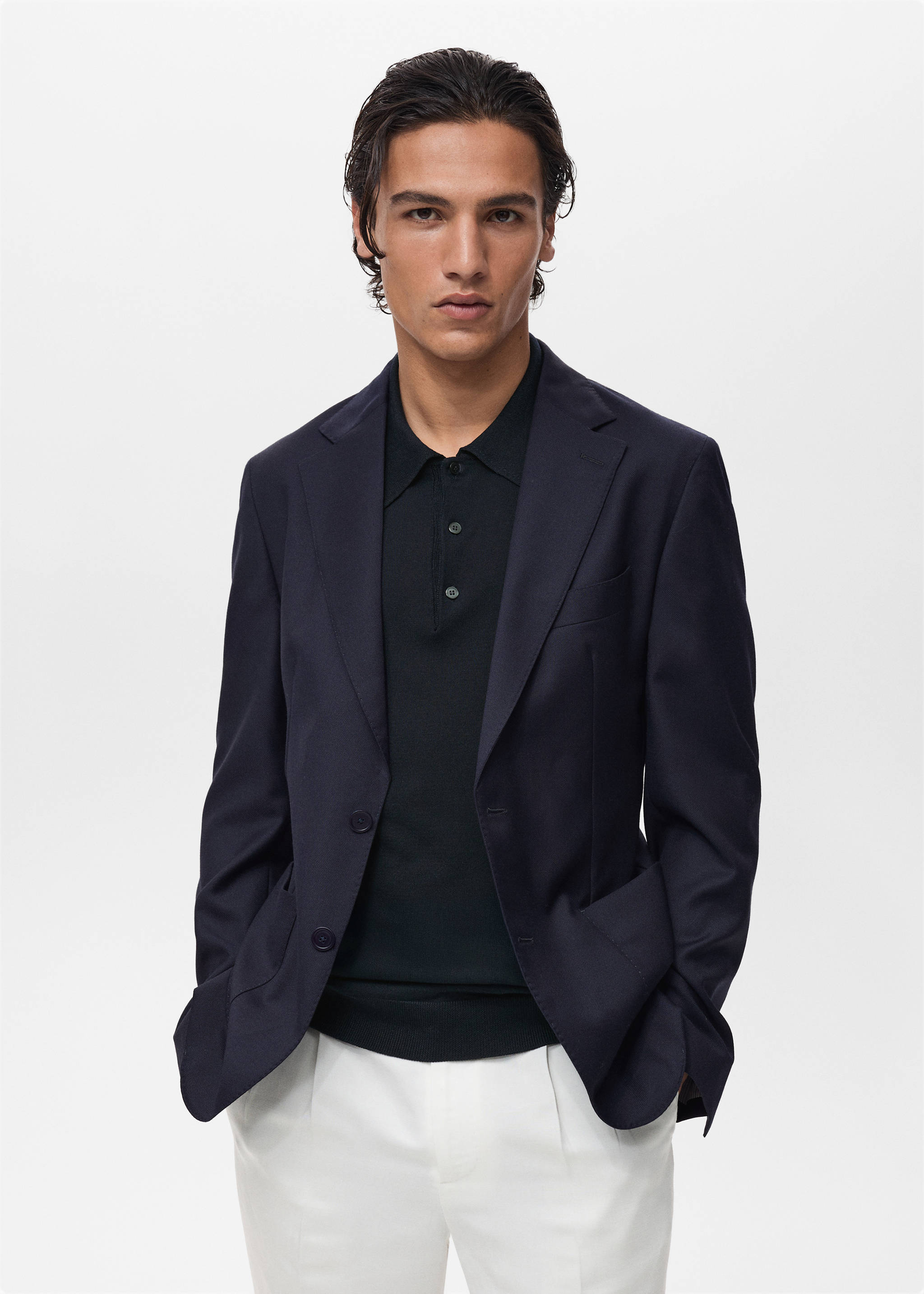 Veste 100 % laine froide slim-fit - Plan moyen